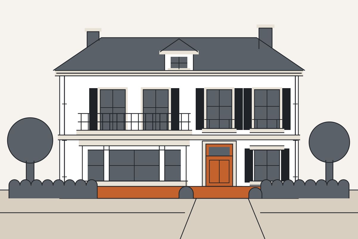 Après : maison bourgeoise ravalée, bow-window et balcon repeints